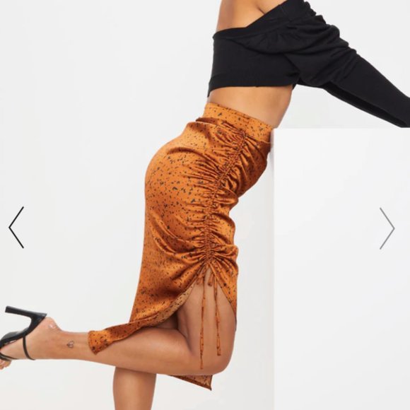 PrettyLittleThing Orange Midi Skirt - Picture 1 of 10